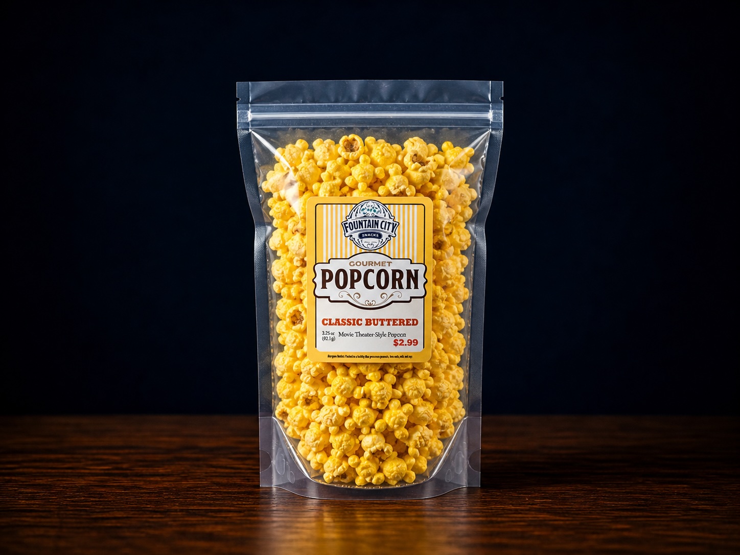 Fountain City Snacks Classic Buttered popcorn bag